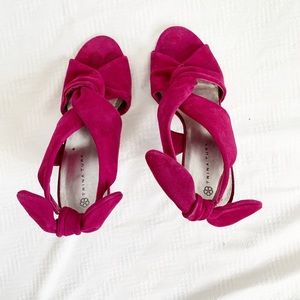 Trina Turk suede bow tie heels